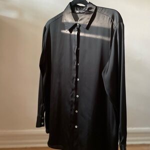 Zara Black Dress Shirt Silky Look